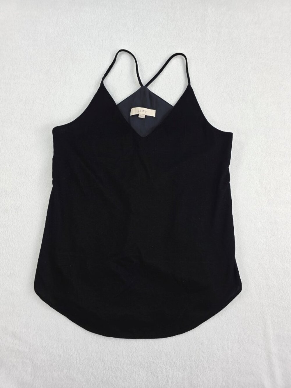 LOFT Womens XS Black Velvet Cami Top Strappy Back Chiffon
